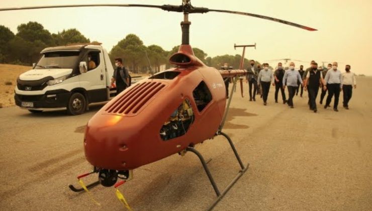 İnsansız helikopter, ülkede çıkarılan yangınlarla mücadelede kullanılıyor